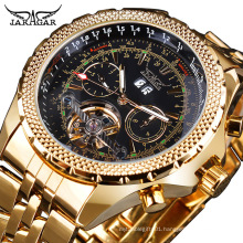 Jaragar Flying Series Golden Bezel Scale Dial Design Tourbillon Automatic Mechanical Watches Relogio Masculino